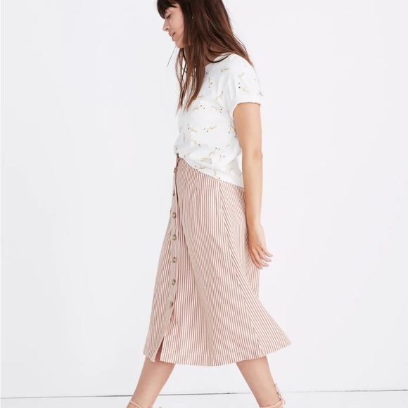 Madewell Striped Button-Down Midi Skirt - Picture 2 of 9